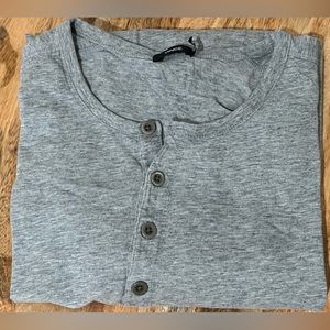 Vince Long Sleeve Henley Shirt - Gray